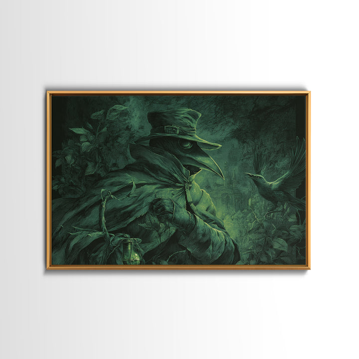 The Plague Doctor, Romantic Gothic Landscape, Landscape Wall Art, Gothic Horror Wall Art, Framed Canvas Print, Halloween Wall Art