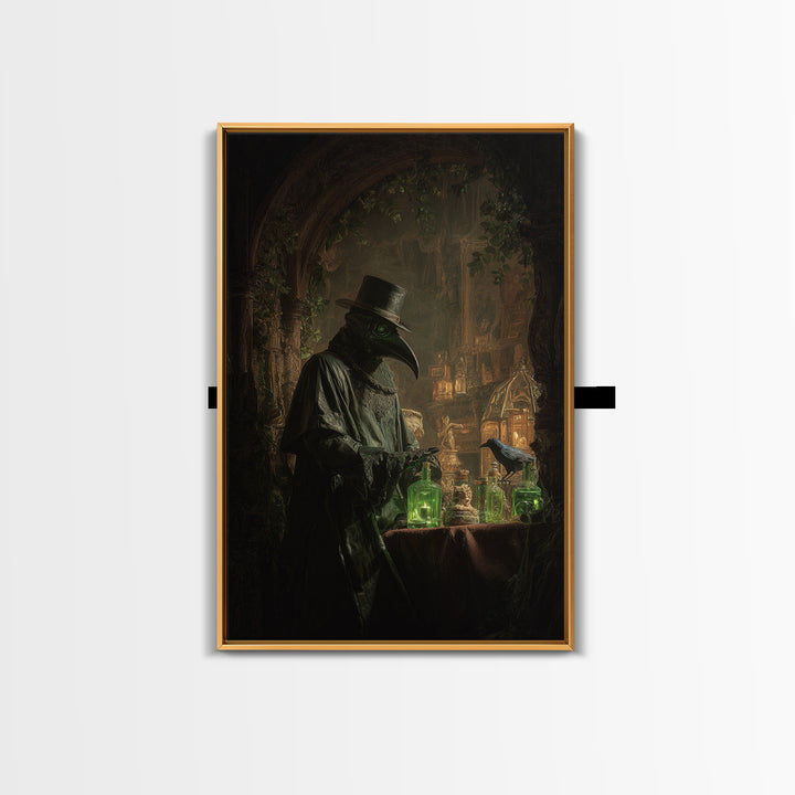 The Plague Doctor, Ornate Symbolist Art, Vertical Wall Art, Dark Fantasy Wall Art, Canvas Print, Halloween Wall Art, Halloween Decor