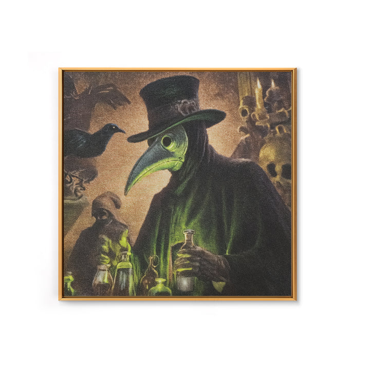 The Plague Doctor, Dark Symbolist Art, Square Wall Art, Dark Fantasy Wall Art, Framed Canvas Print, Halloween Wall Art
