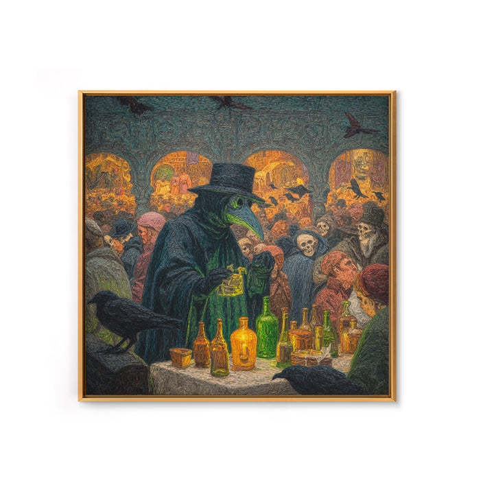 The Plague Doctor, Grotesque Carnival Art, Square Wall Art, Dark Halloween Decor, Canvas Print, Halloween Wall Art, Horror Wall Art