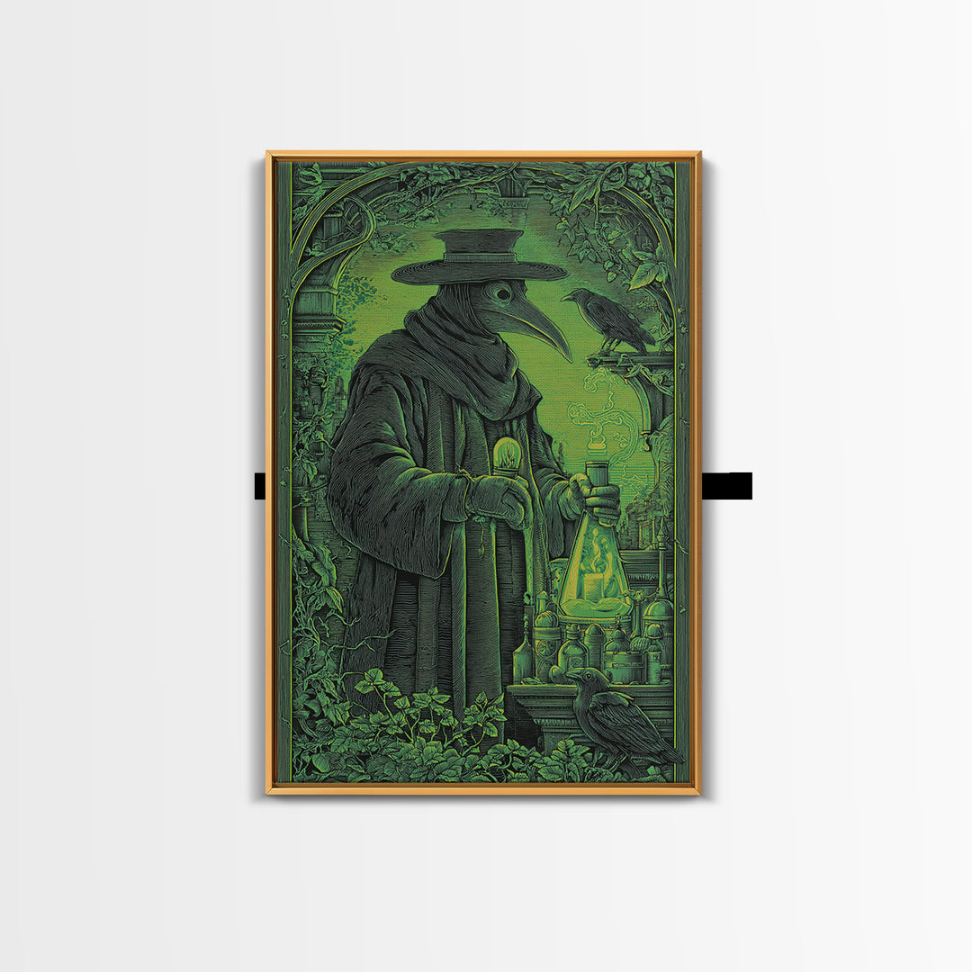 The Plague Doctor, Victorian Macabre Art, Vertical Wall Art, Gothic Horror Wall Art, Framed Canvas Print, Halloween Wall Art