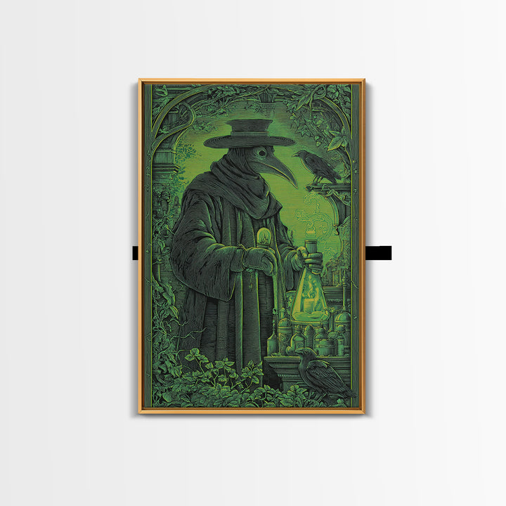 The Plague Doctor, Victorian Macabre Art, Vertical Wall Art, Gothic Horror Wall Art, Framed Canvas Print, Halloween Wall Art