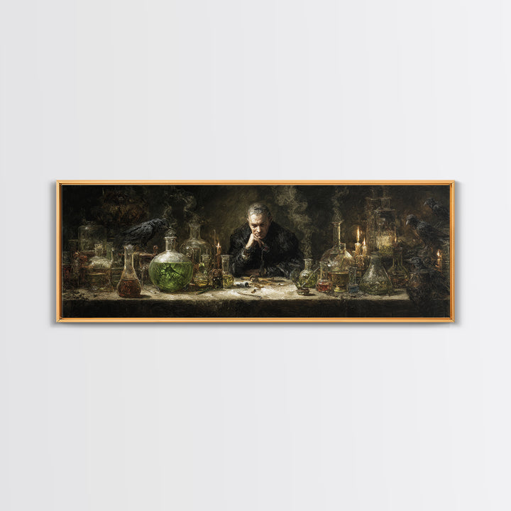 The Mad Alchemist, Dark Romantic Horror Art, Extra Wide Wall Art, Dark Fantasy Wall Art, Canvas Print, Halloween Wall Art