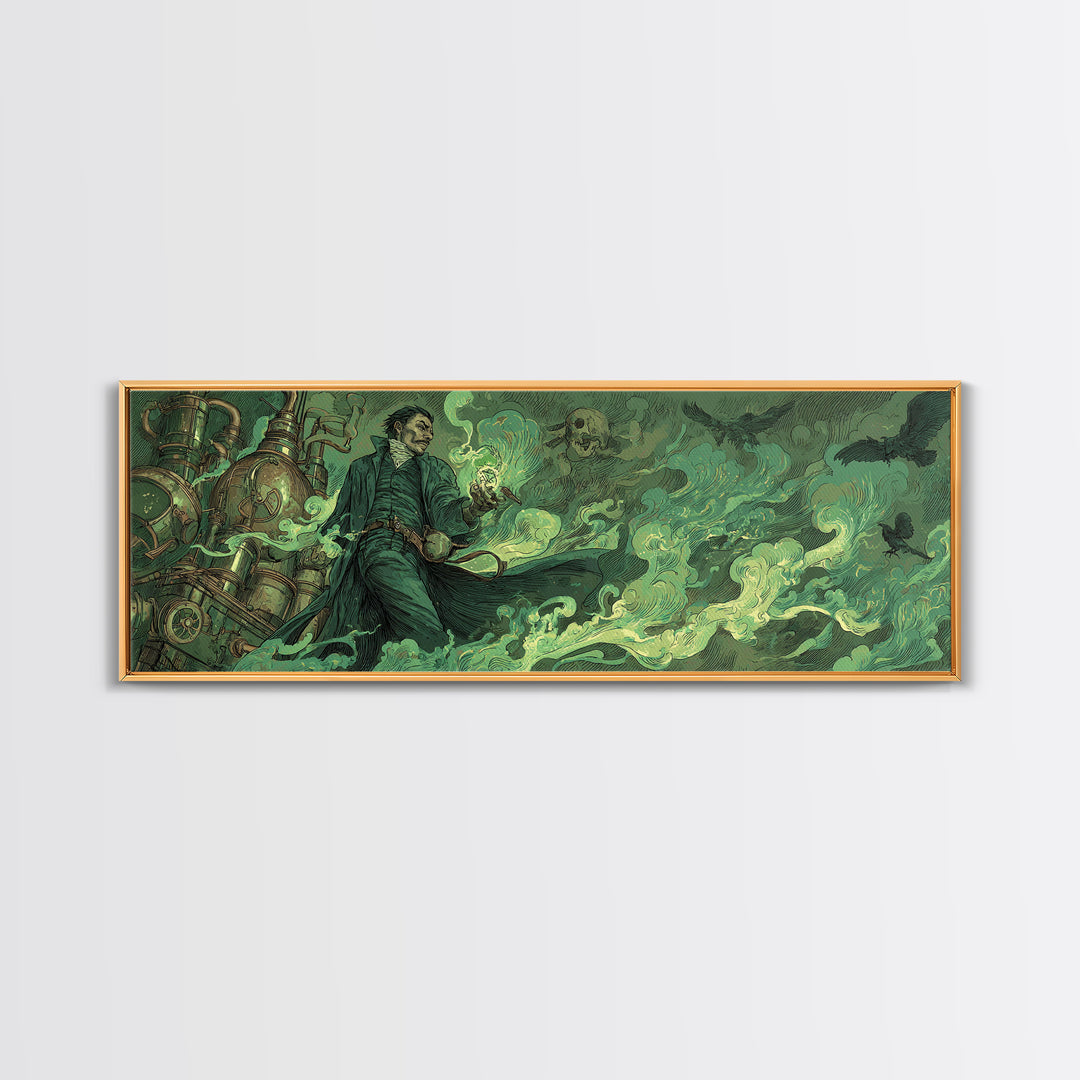 The Mad Alchemist, Decadent Gothic Art, Extra Wide Wall Art, Macabre Wall Art, Canvas Print, Halloween Wall Art, Halloween Decor