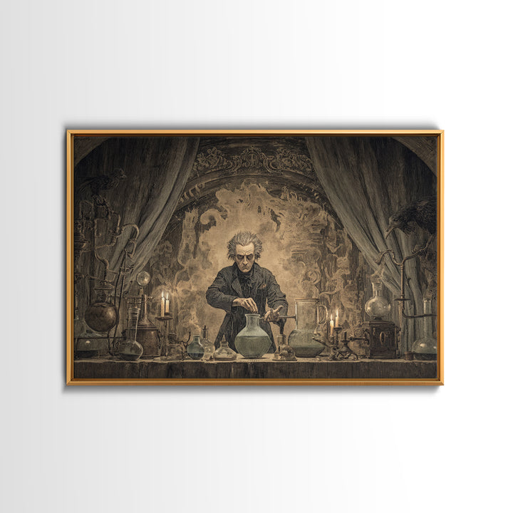 The Mad Alchemist, Expressionist Nightmare Art, Landscape Wall Art, Gothic Horror Wall Art, Canvas Print, Halloween Wall Art