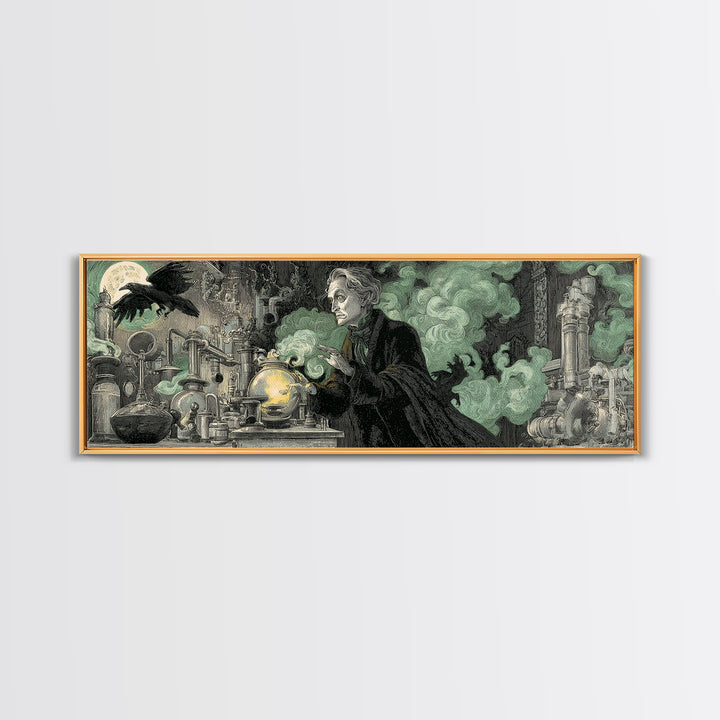 The Mad Alchemist, Victorian Macabre Art, Extra Wide Wall Art, Dark Halloween Decor, Canvas Print, Halloween Wall Art, Gothic Home Decor