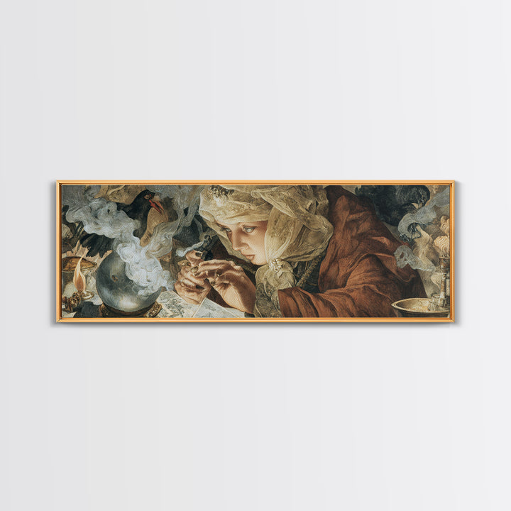 The Midnight Fortune Teller, Dark Renaissance Art, Extra Wide Wall Art, Gothic Horror Wall Art, Canvas Print, Halloween Wall Art