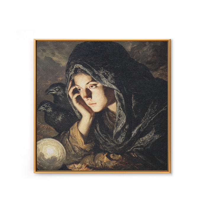 The Midnight Fortune Teller, Baroque Witchcraft Art, Square Wall Art, Macabre Wall Art, Canvas Print, Halloween Wall Art