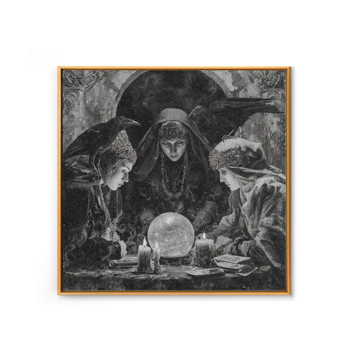 The Midnight Fortune Teller, Dark Romantic Horror Art, Square Wall Art, Macabre Wall Art, Canvas Print, Halloween Wall Art