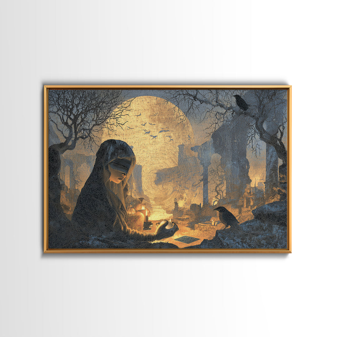 The Midnight Fortune Teller, Romantic Gothic Landscape, Landscape Wall Art, Dark Fantasy Wall Art, Canvas Print
