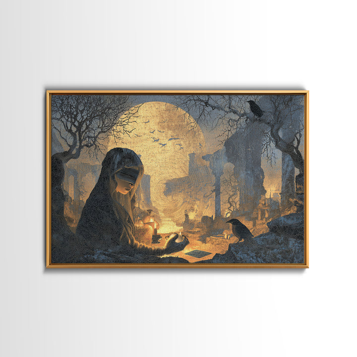 The Midnight Fortune Teller, Romantic Gothic Landscape, Landscape Wall Art, Dark Fantasy Wall Art, Canvas Print