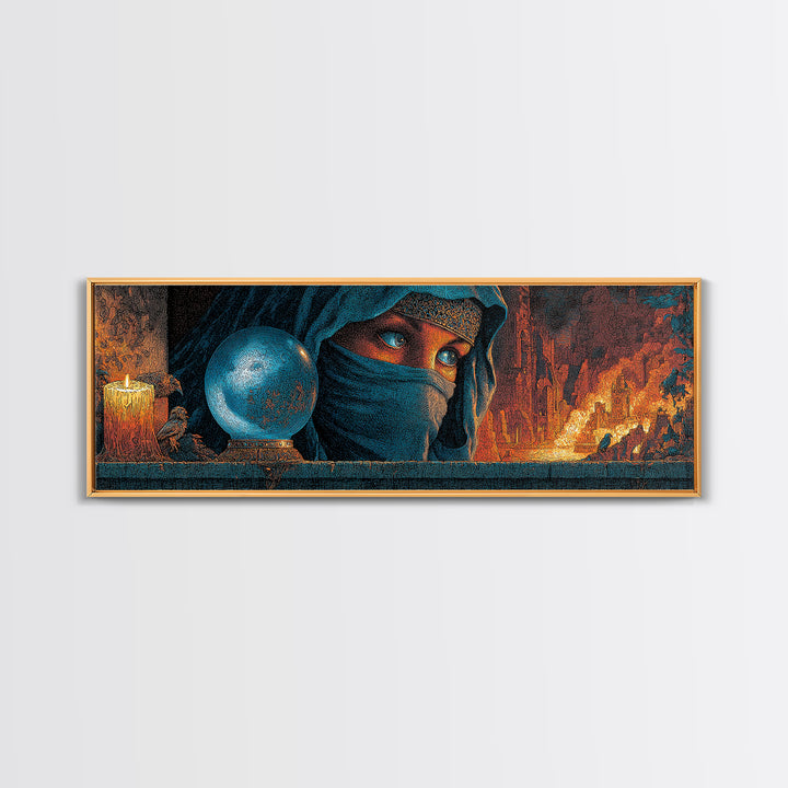 The Midnight Fortune Teller, Apocalyptic Romantic Art, Extra Wide Wall Art, Dark Halloween Decor, Canvas Print, Halloween Wall Art
