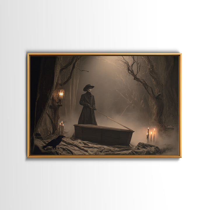 The Sinister Undertaker, Baroque Witchcraft Art, Landscape Wall Art, Macabre Wall Art, Canvas Print, Halloween Wall Art