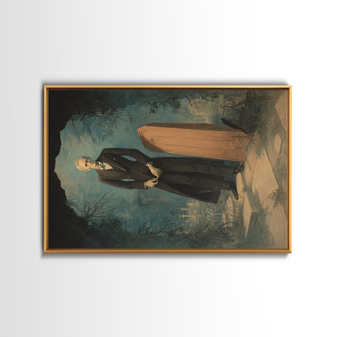 The Sinister Undertaker, Romantic Gothic Landscape, Landscape Wall Art, Macabre Wall Art, Framed Canvas Print, Halloween Wall Art