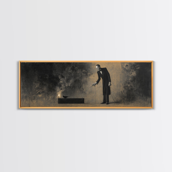 The Sinister Undertaker, Symbolist Dream Art, Extra Wide Wall Art, Macabre Wall Art, Canvas Print, Halloween Wall Art