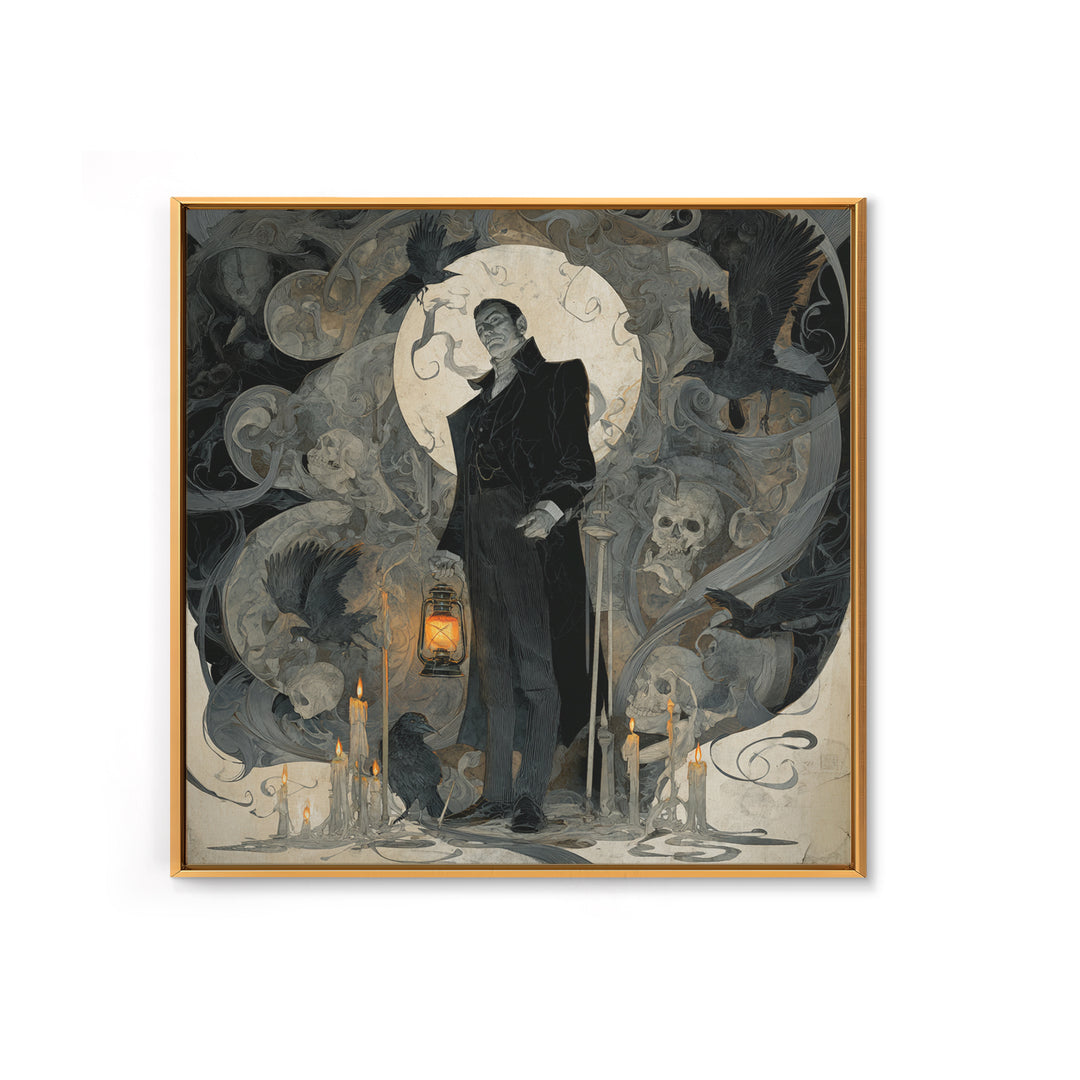 The Sinister Undertaker, Decadent Gothic Art, Square Wall Art, Dark Fantasy Wall Art, Canvas Print, Halloween Wall Art