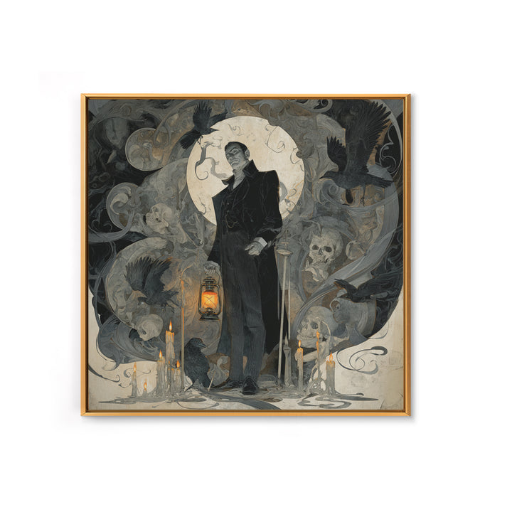 The Sinister Undertaker, Decadent Gothic Art, Square Wall Art, Dark Fantasy Wall Art, Canvas Print, Halloween Wall Art