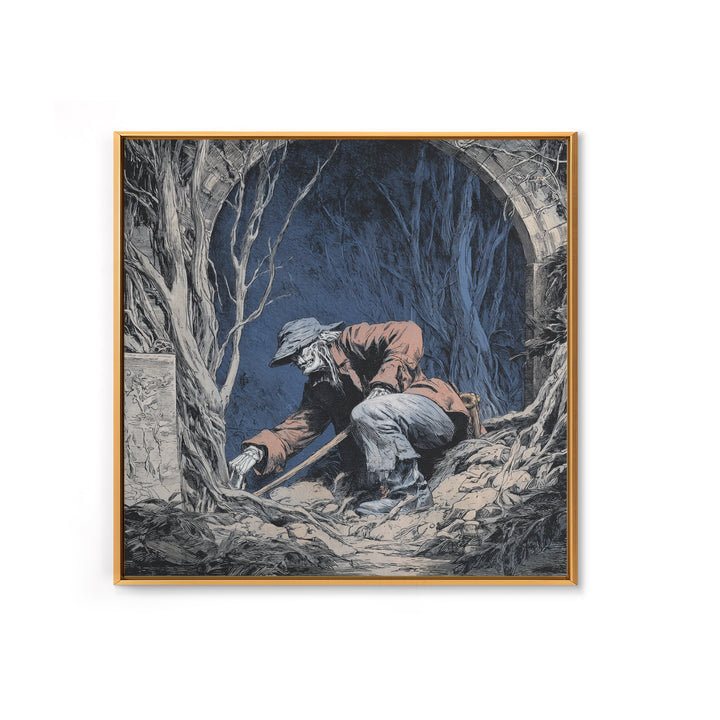 The Lantern Gravedigger, Danse Macabre Art, Square Wall Art, Gothic Horror Wall Art, Canvas Print, Halloween Wall Art