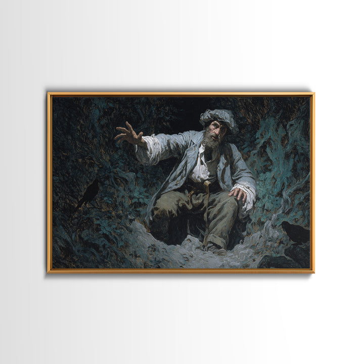 The Lantern Gravedigger, Baroque Witchcraft Art, Landscape Wall Art, Dark Halloween Decor, Canvas Print, Halloween Wall Art