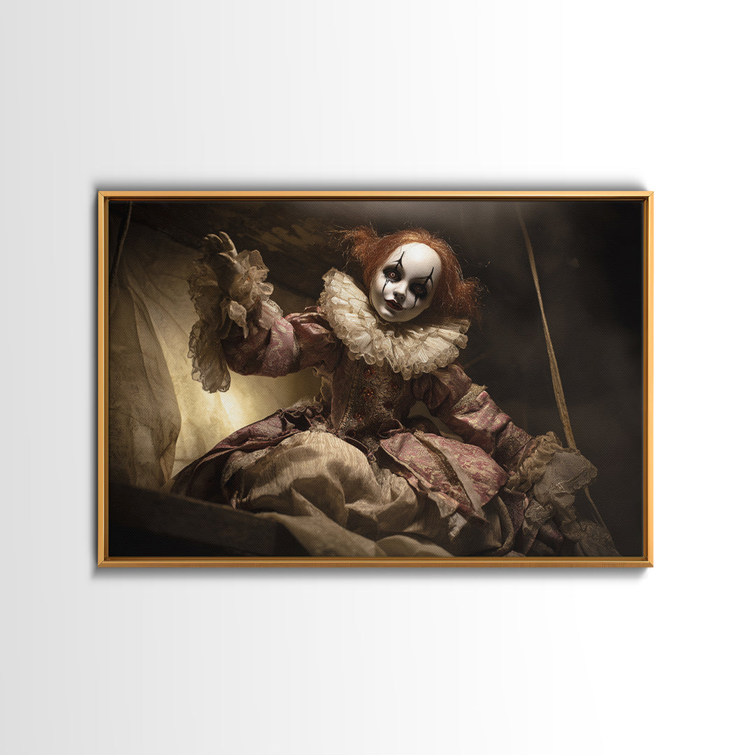 The Haunted Porcelain Doll, Danse Macabre Art, Landscape Wall Art, Macabre Wall Art, Framed Canvas Print