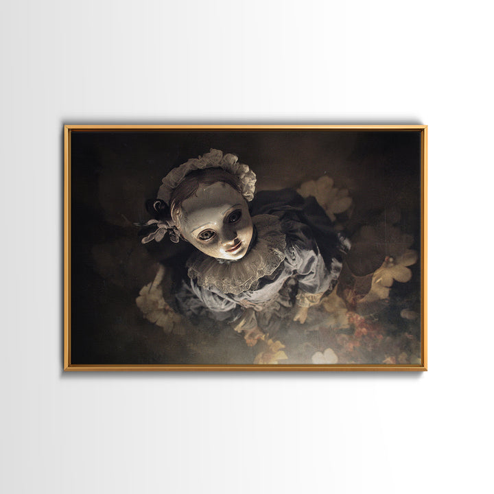 The Haunted Porcelain Doll, Symbolist Dream Art, Landscape Wall Art, Macabre Wall Art, Framed Canvas Print, Halloween Wall Art