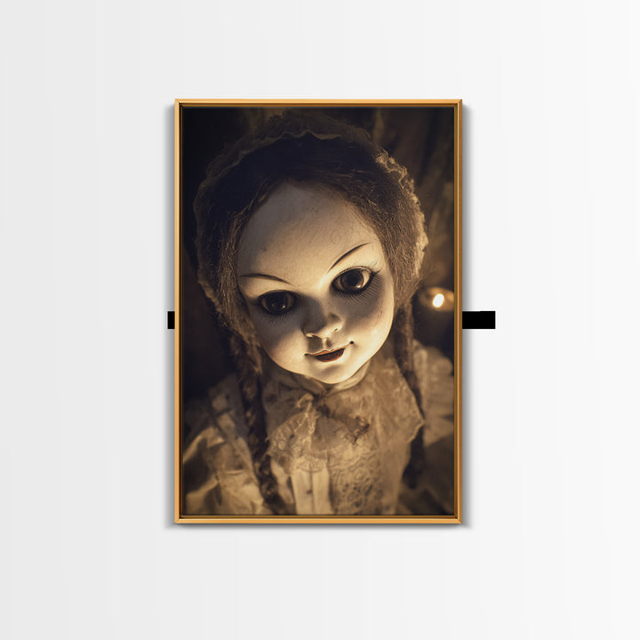The Haunted Porcelain Doll, Victorian Macabre Art, Vertical Wall Art, Dark Halloween Decor, Canvas Print, Halloween Wall Art