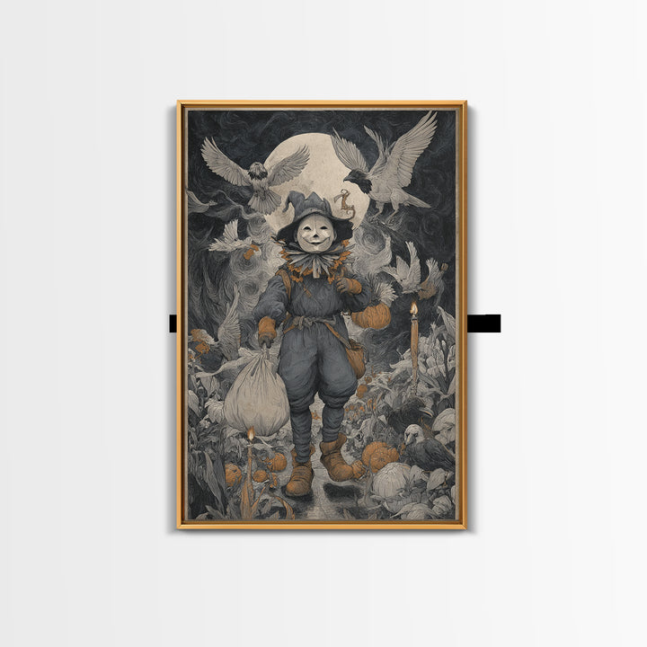 The Masked Candy Collector, Expressionist Gothic Art, Vertical Wall Art, Dark Fantasy Wall Art, Canvas Print, Halloween Wall Art