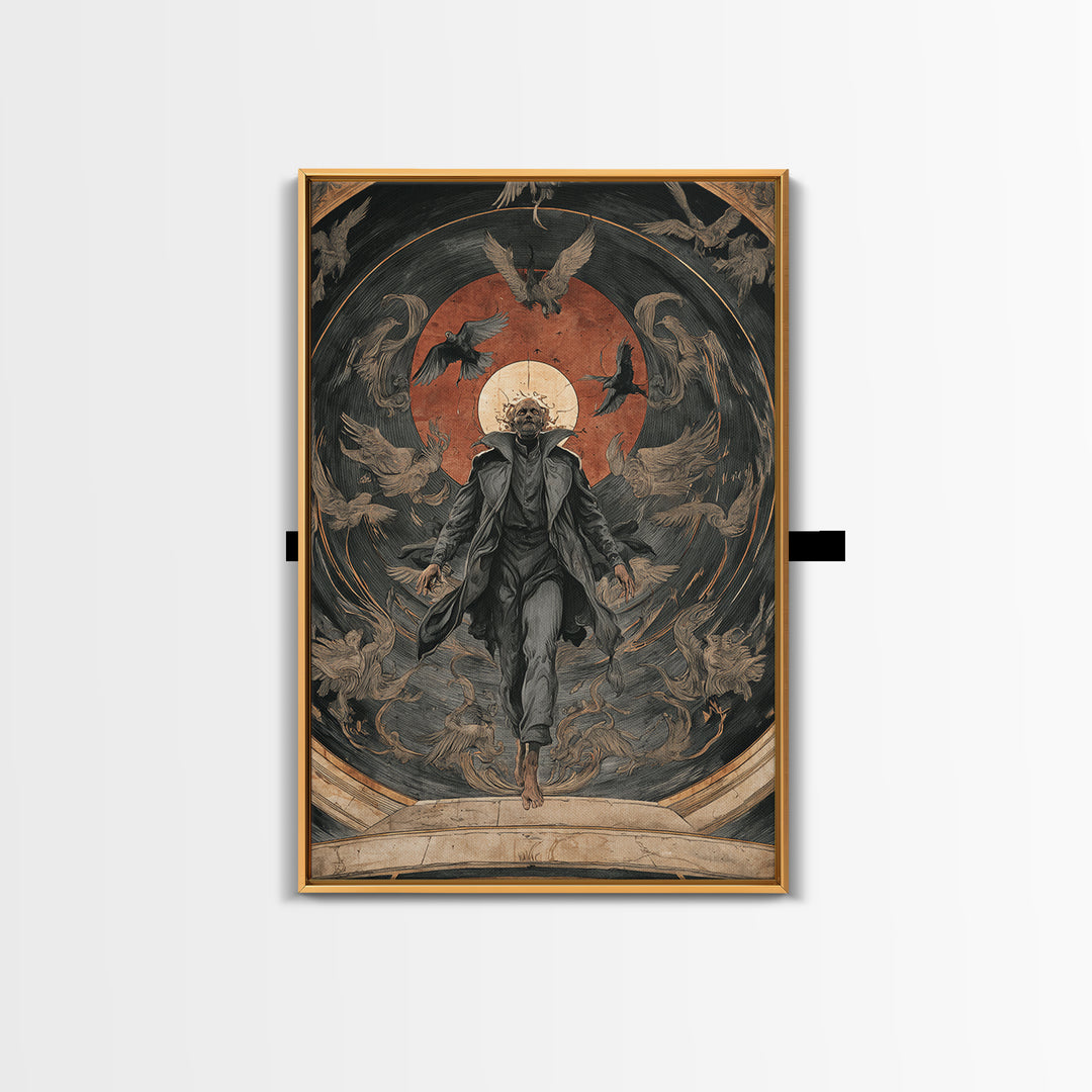 The Shadow Person, Dark Renaissance Art, Vertical Wall Art, Dark Fantasy Wall Art, Framed Canvas Print, Halloween Wall Art