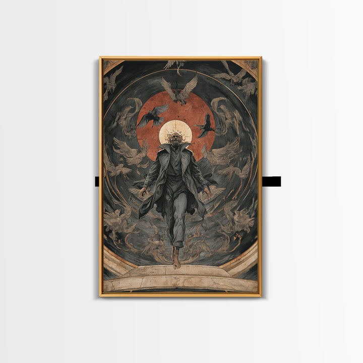 The Shadow Person, Dark Renaissance Art, Vertical Wall Art, Dark Fantasy Wall Art, Framed Canvas Print, Halloween Wall Art