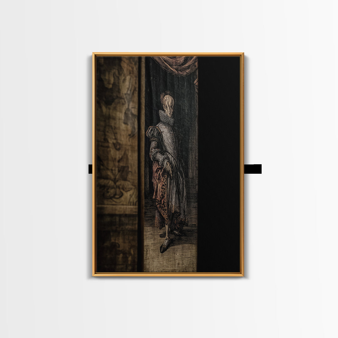The Shadow Person, Danse Macabre Art, Vertical Wall Art, Gothic Horror Wall Art, Framed Canvas Print, Halloween Wall Art
