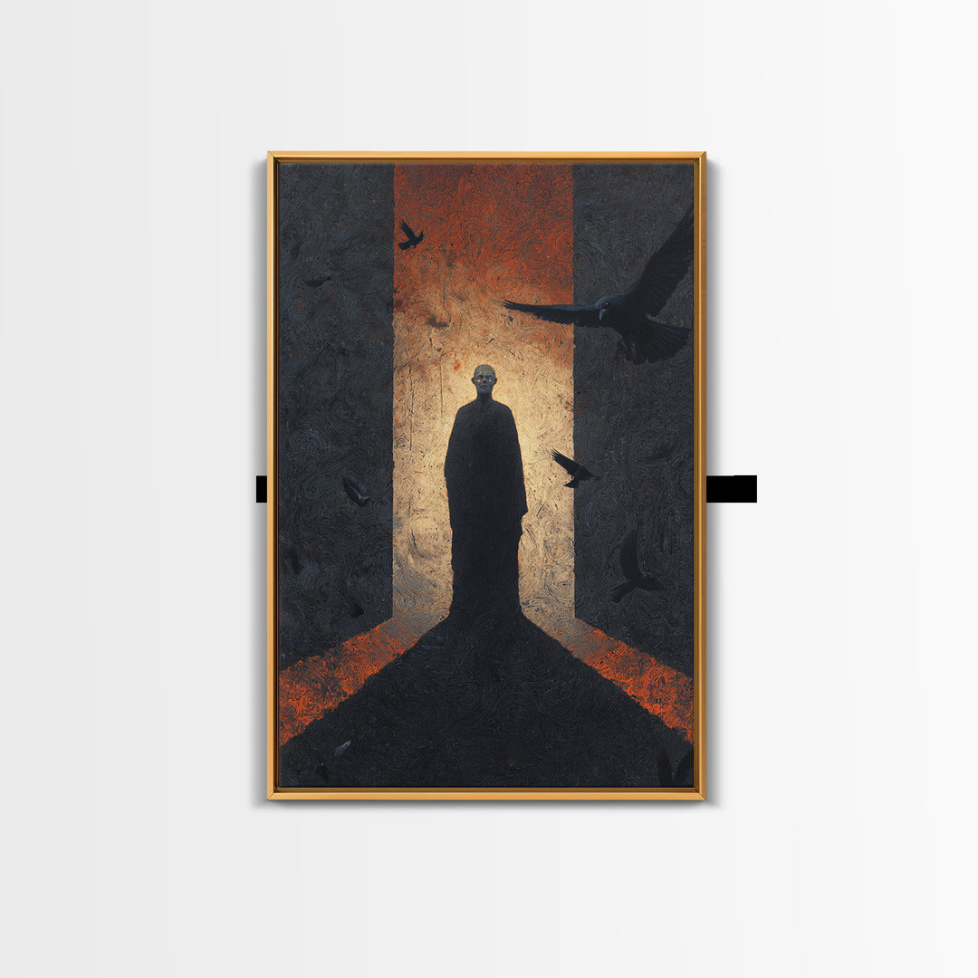 The Shadow Person, Visionary Gothic Art, Vertical Wall Art, Dark Fantasy Wall Art, Canvas Print, Halloween Wall Art, Spooky Wall Decor