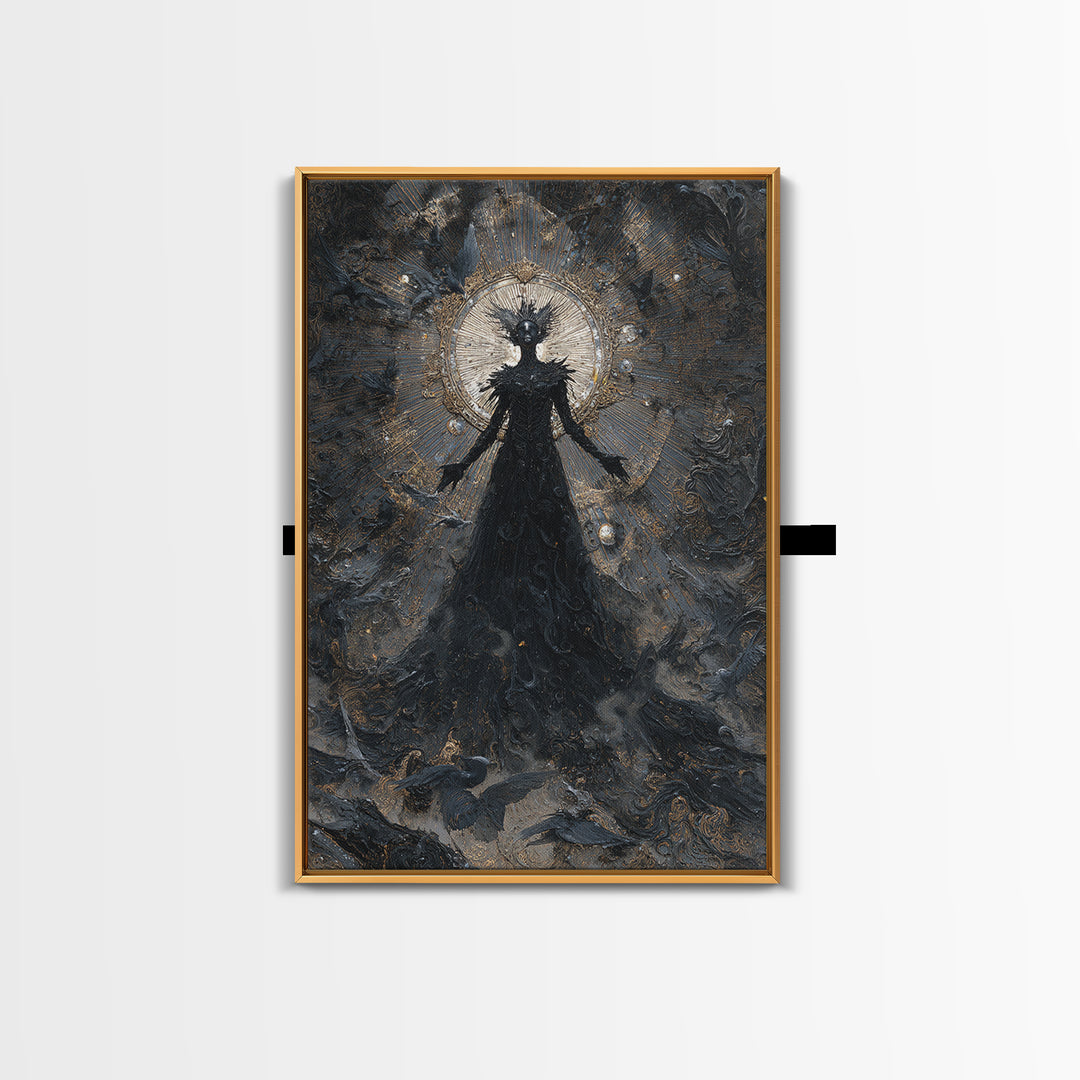 The Shadow Person, Ornate Symbolist Art, Vertical Wall Art, Gothic Horror Wall Art, Framed Canvas Print, Halloween Wall Art