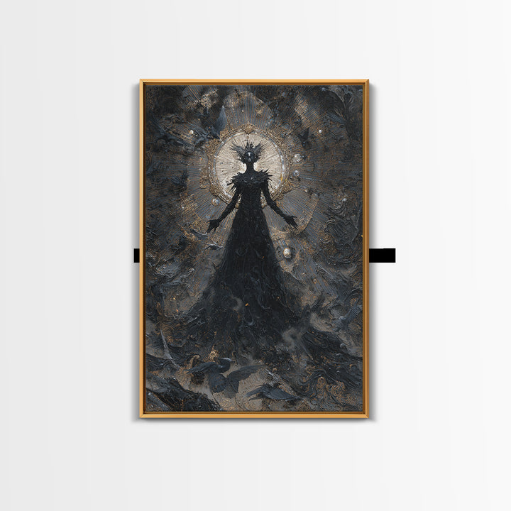 The Shadow Person, Ornate Symbolist Art, Vertical Wall Art, Gothic Horror Wall Art, Framed Canvas Print, Halloween Wall Art