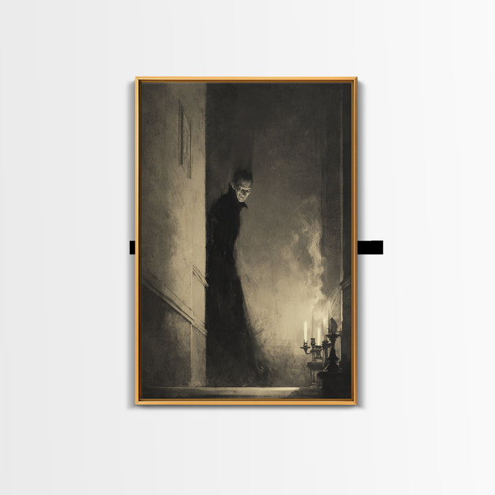 The Shadow Person, Decadent Gothic Art, Vertical Wall Art, Gothic Horror Wall Art, Framed Canvas Print, Halloween Wall Art
