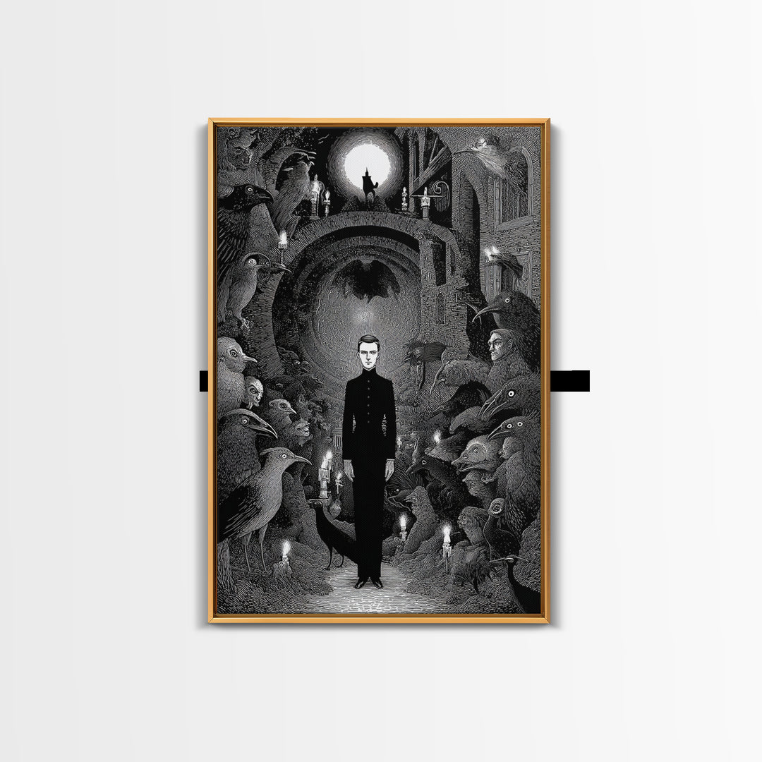 The Shadow Person, Victorian Macabre Art, Vertical Wall Art, Dark Fantasy Wall Art, Canvas Print, Halloween Wall Art