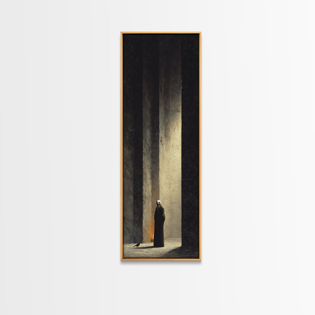 The Shadow Person, Surreal Apocalyptic Art, Tall Narrow Wall Art, Gothic Horror Wall Art, Framed Canvas Print, Halloween Wall Art