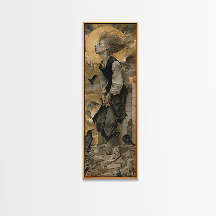 The Banshee Singer, Dark Renaissance Art, Tall Narrow Wall Art, Dark Fantasy Wall Art, Canvas Print, Halloween Wall Art