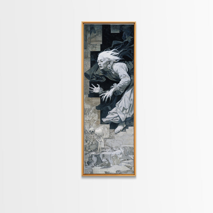 The Banshee Singer, Danse Macabre Art, Tall Narrow Wall Art, Macabre Wall Art, Framed Canvas Print, Halloween Wall Art