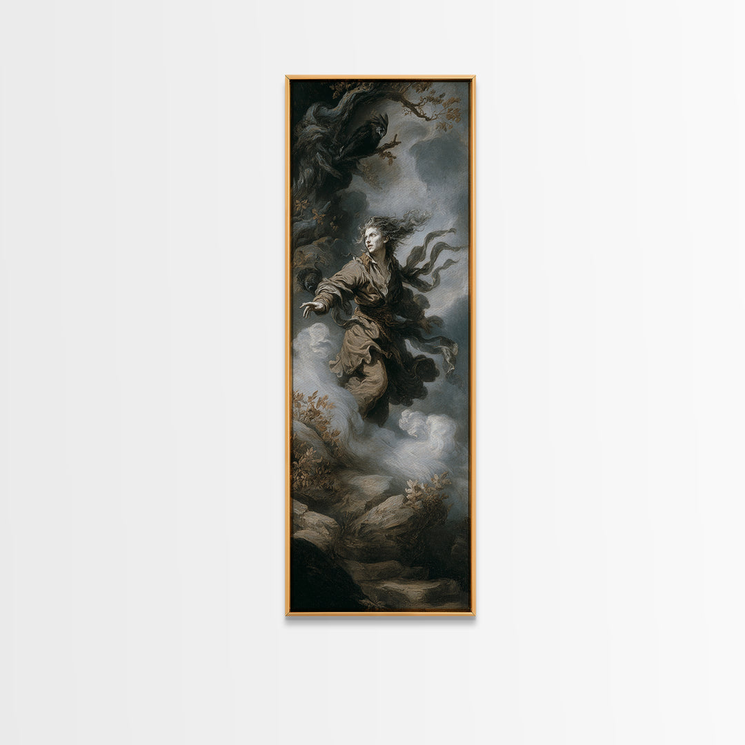 The Banshee Singer, Baroque Witchcraft Art, Tall Narrow Wall Art, Macabre Wall Art, Canvas Print, Halloween Wall Art, Halloween Decor