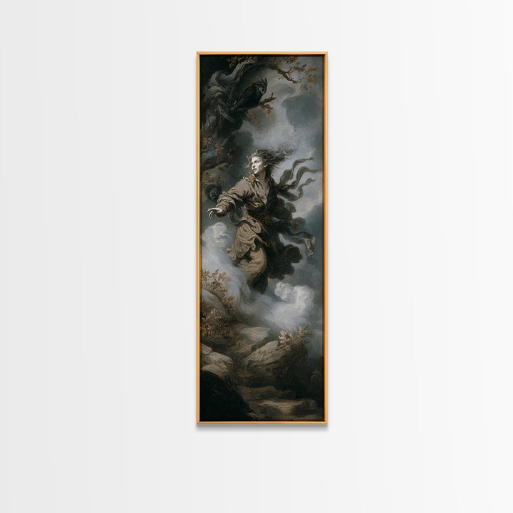 The Banshee Singer, Baroque Witchcraft Art, Tall Narrow Wall Art, Macabre Wall Art, Canvas Print, Halloween Wall Art, Halloween Decor