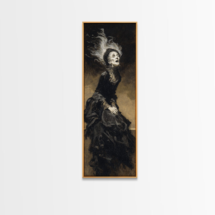 The Banshee Singer, Dark Romantic Horror Art, Tall Narrow Wall Art, Gothic Horror Wall Art, Framed Canvas Print, Halloween Wall Art