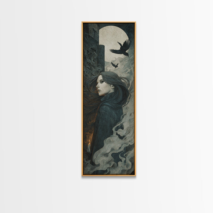 The Banshee Singer, Visionary Gothic Art, Tall Narrow Wall Art, Dark Fantasy Wall Art, Canvas Print, Halloween Wall Art