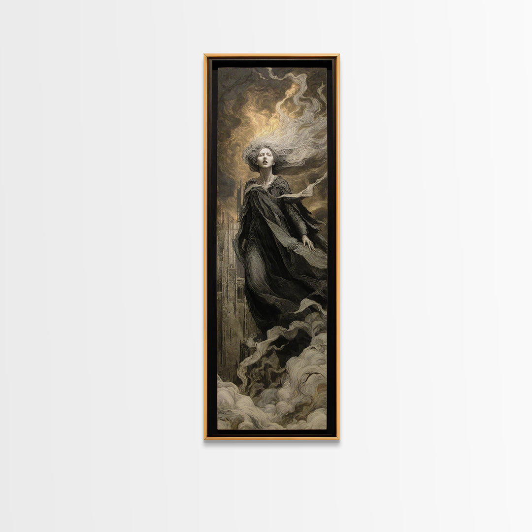 The Banshee Singer, Apocalyptic Romantic Art, Tall Narrow Wall Art, Dark Fantasy Wall Art, Canvas Print, Halloween Wall Art