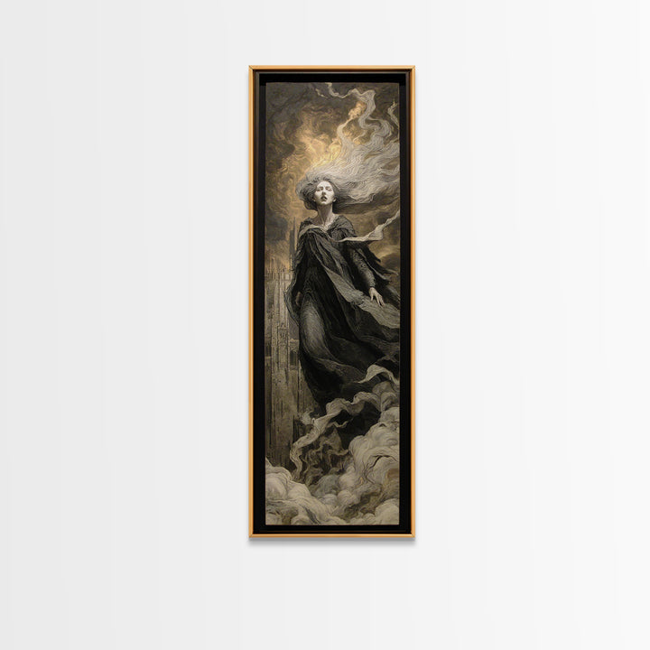 The Banshee Singer, Apocalyptic Romantic Art, Tall Narrow Wall Art, Dark Fantasy Wall Art, Canvas Print, Halloween Wall Art