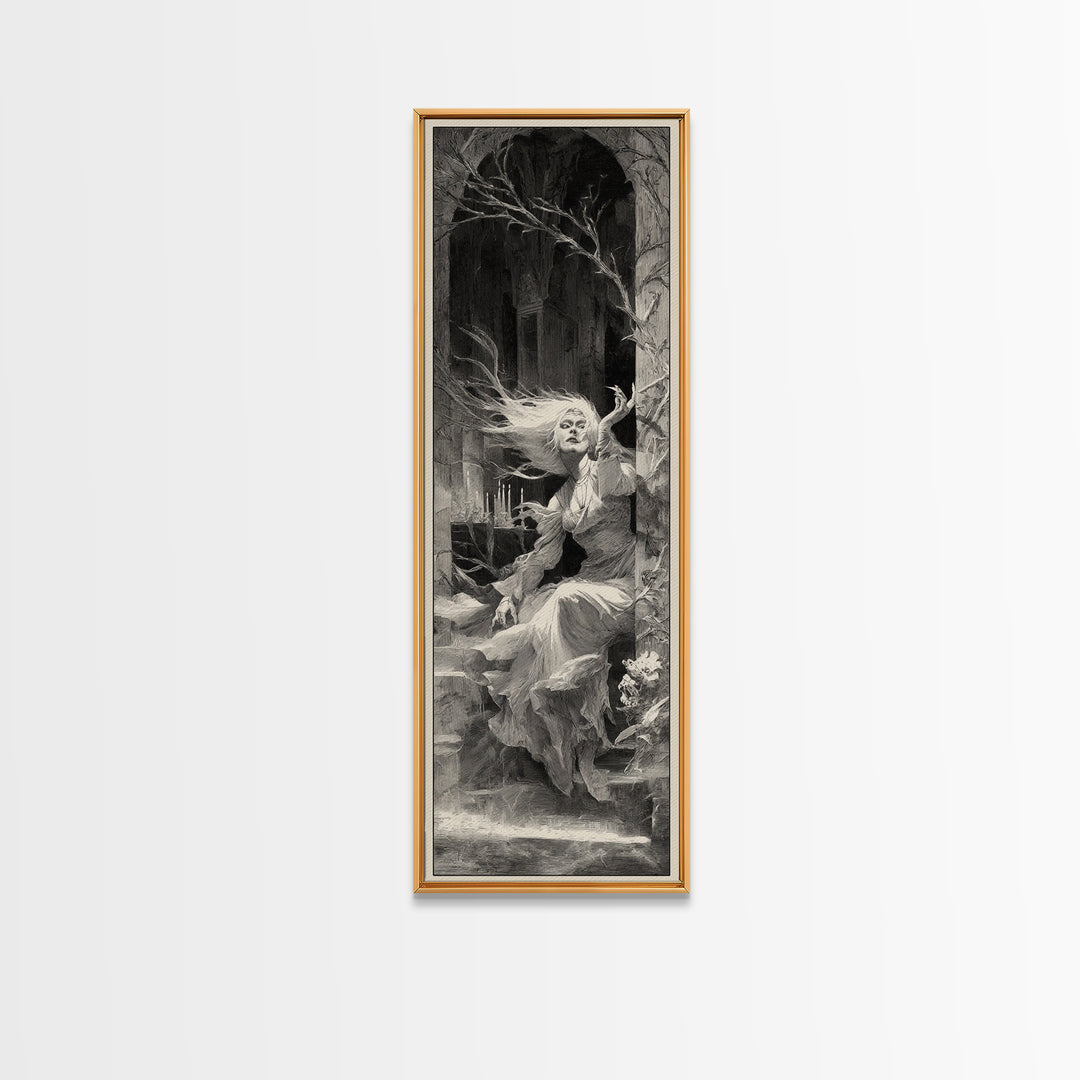 The Banshee Singer, Decadent Gothic Art, Tall Narrow Wall Art, Dark Fantasy Wall Art, Canvas Print, Halloween Wall Art