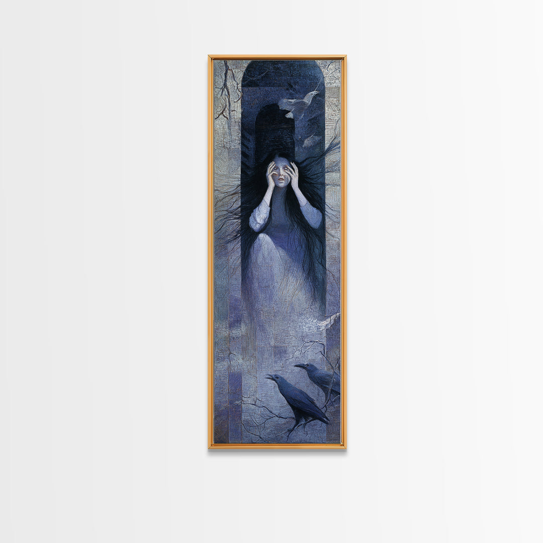 The Banshee Singer, Expressionist Gothic Art, Tall Narrow Wall Art, Gothic Horror Wall Art, Canvas Print, Halloween Wall Art