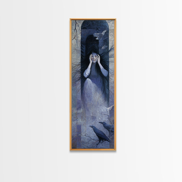 The Banshee Singer, Expressionist Gothic Art, Tall Narrow Wall Art, Gothic Horror Wall Art, Canvas Print, Halloween Wall Art