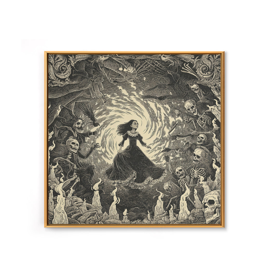 The Banshee Singer, Macabre Folk Print Art, Square Wall Art, Macabre Wall Art, Framed Canvas Print, Halloween Wall Art