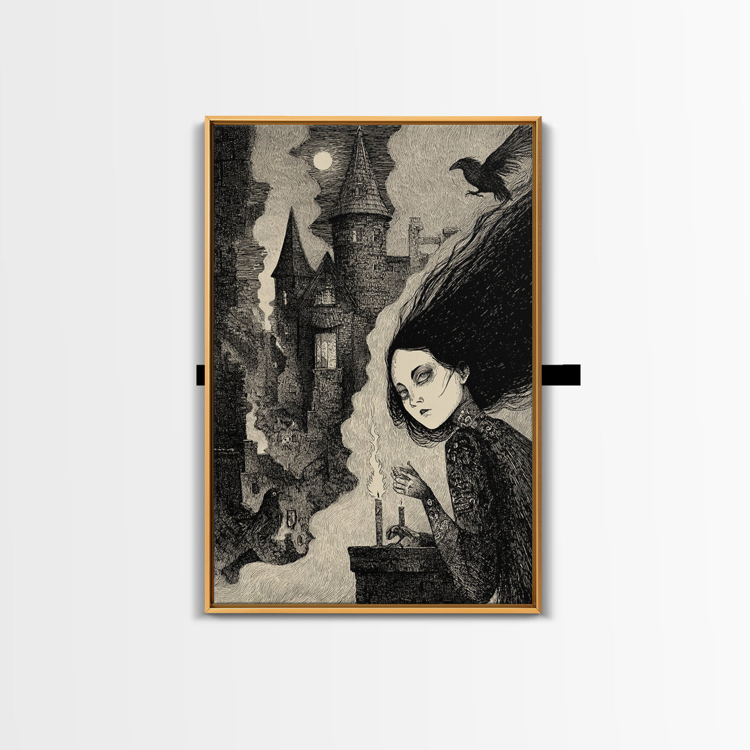 The Banshee Singer, Victorian Macabre Art, Vertical Wall Art, Dark Halloween Decor, Framed Canvas Print, Halloween Wall Art