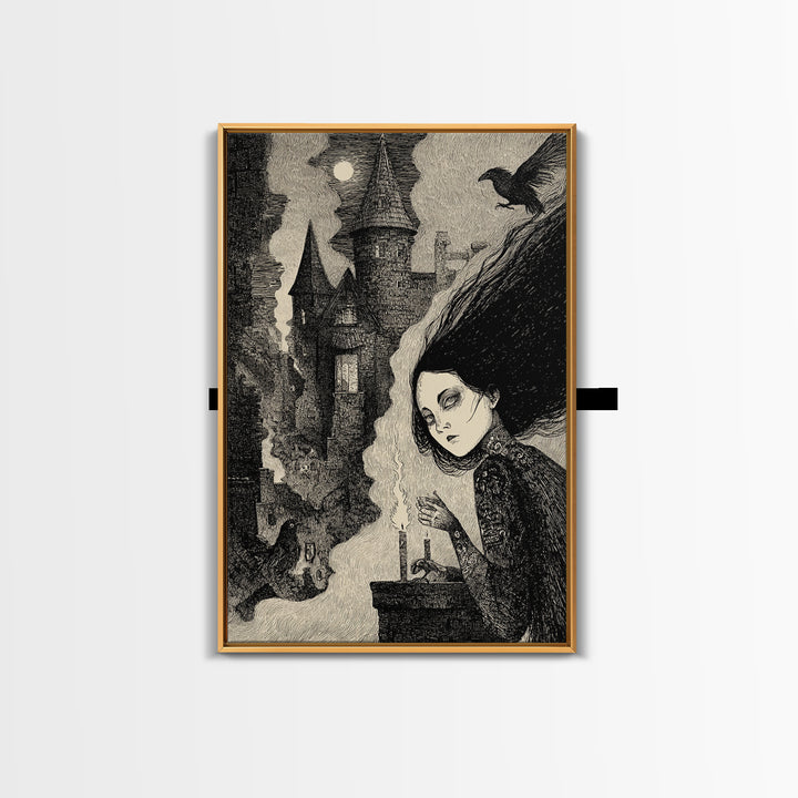 The Banshee Singer, Victorian Macabre Art, Vertical Wall Art, Dark Halloween Decor, Framed Canvas Print, Halloween Wall Art